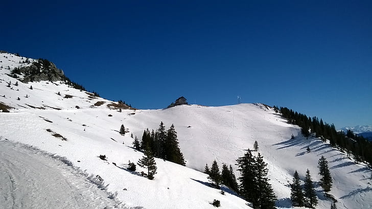 pared roja, rotwandhaus, montaña, Alpine, nieve, invierno, naturaleza