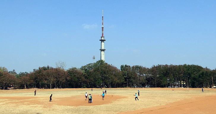 kriket, sportovní, hra, praxe, vysoká škola, Dharwad, Indie