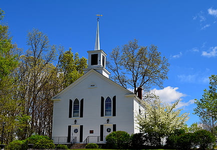 Igreja, Branco, céu, azul, velho, rural, de madeira