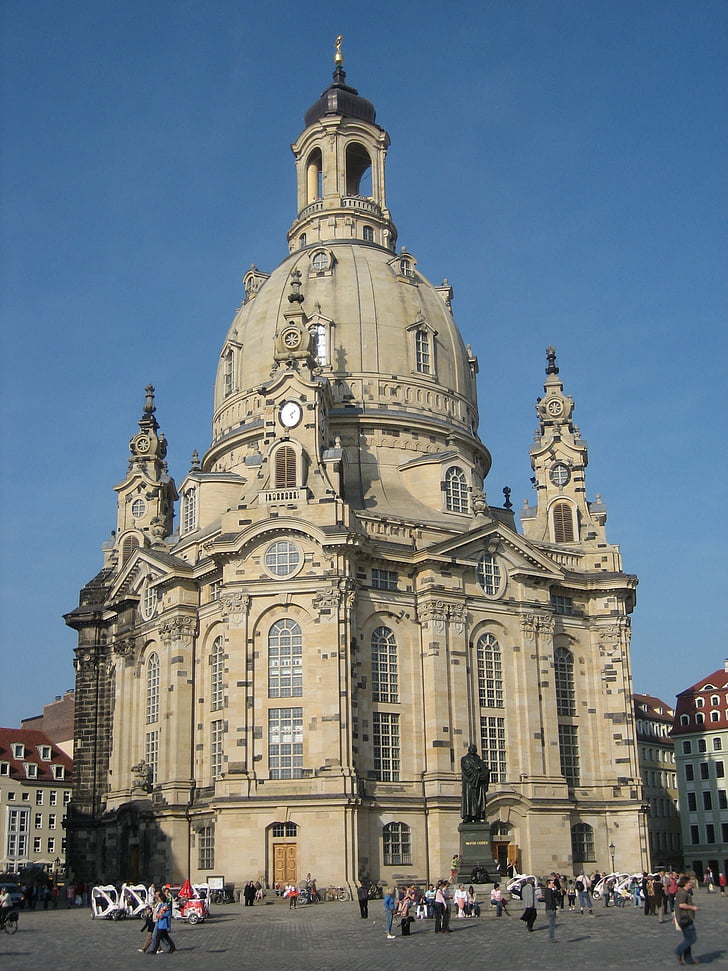 Dresden, Frauenkirche, fotografije, cerkev, arhitektura, katedrala, Evropi