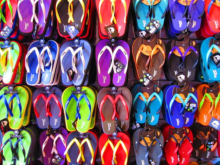 sandalen, schoeisel, kleurrijke, mode, schoenen, flip-flop, Casual
