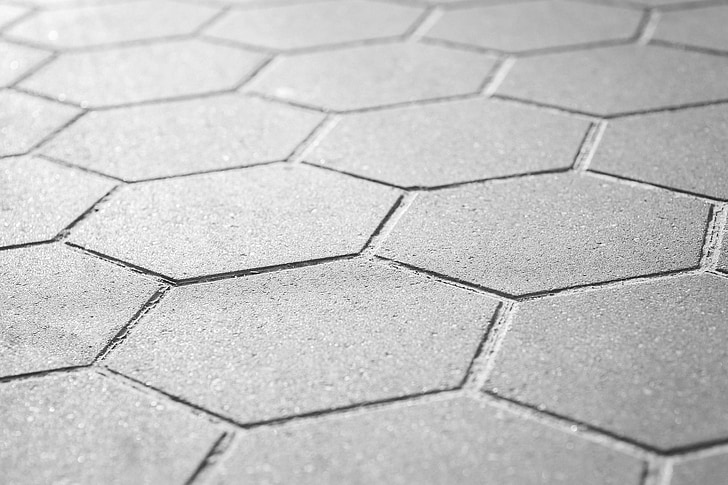 geometric, background, concrete, pavement, sidewalk, hexagon, gray
