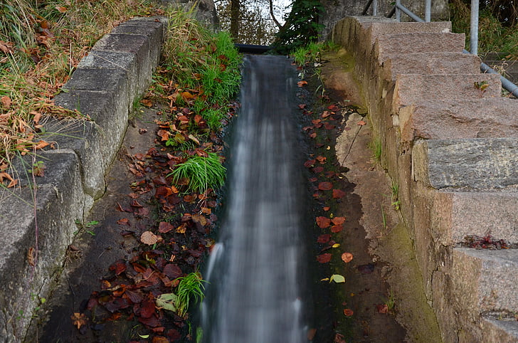 Cachoeira, água a correr, escadas