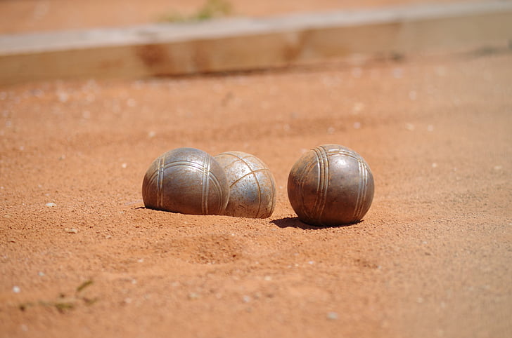 pétanque, spillet, baller, sand, dyr, brun, dyr shell