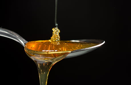 мед, вкусни, лъжица, храна, нектар, течност, едър план