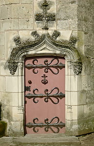 porta, ferro, Castelo, Pierre, forjado, França, antiga