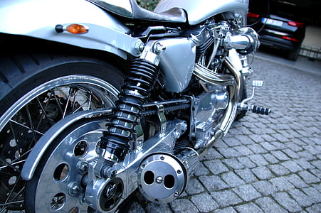 Harley Davidson, Motorrad, Konvertierung, Chrom, Transport, Rad, glänzend
