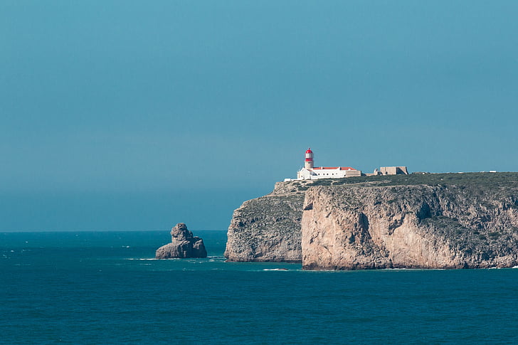 Algarve, Portekiz, Cabo sao vicente, Deniz feneri, Dünyanın sonu, Dalga, Deniz