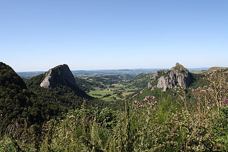 Panorama, Auvergne, sopka, Francie