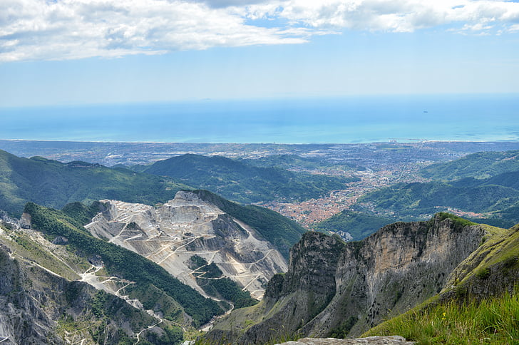 Carrara, urvas, marmuras, Toskana, Alpės, Apuane, Italija