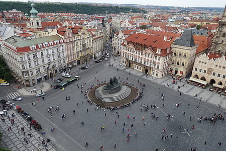 zonă pietonală, spaţiu, Praga, oraşul vechi, City, Monumentul