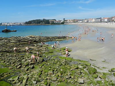 san xenxo, beach, sea, sand, stones, water, coastline