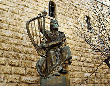 Israel, Jerusalén, Sion, David, estatua de, bronce, religión