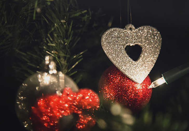 jul, dekorationer, træ, hængende, ornamenter, december, Xmas