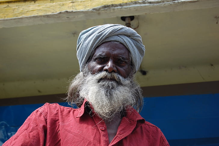 homem, Índia, indiano, velho, turbante