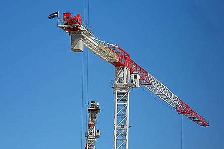 Crane, Sky, bleu, construction, entreprise, travail, structure