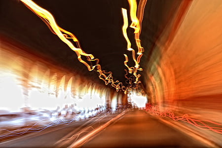 tunnel, tunnelsyn, lys, abstrakt tunnel