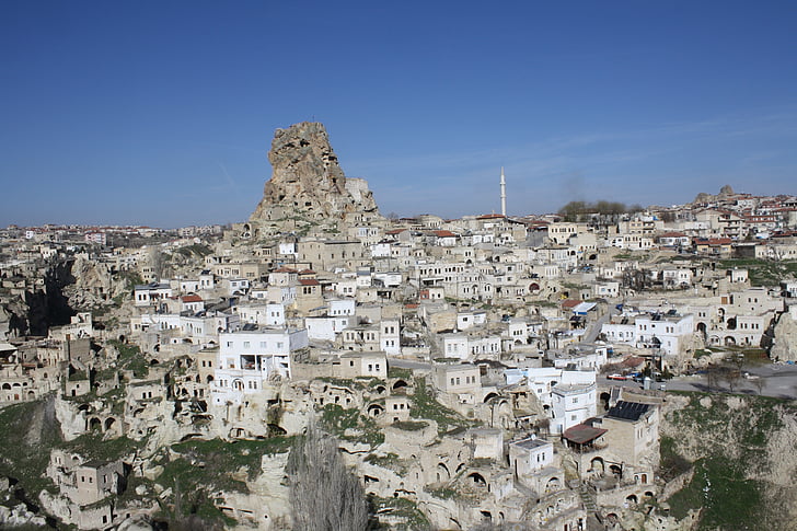Turecko, Cappadocia, Ortahisar, okres, otelleri, hrad, staré mesto