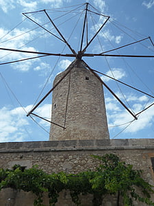eski, Eski değirmen, yel değirmeni, Simgesel Yapı, Mallorca, tarihsel olarak, bağlantı