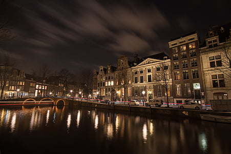 amsterdam, canal, night, holland, europe, travel, water