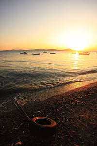 beach, sunset, solar, in the evening, landscape, marine, fisherman