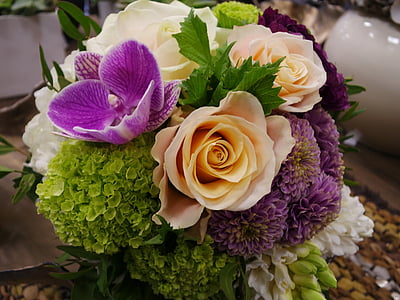kwiaty, bukiet, Gratulacje, urodziny, Róża-, ślub, kwiat