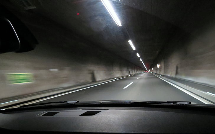 tunel, autostrada, cu maşina, de conducere, masina, auto, automobile