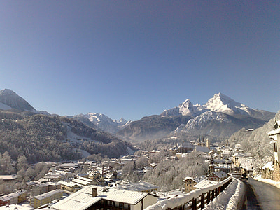 Berchtesgaden, žiemą, Bavarija, sniego