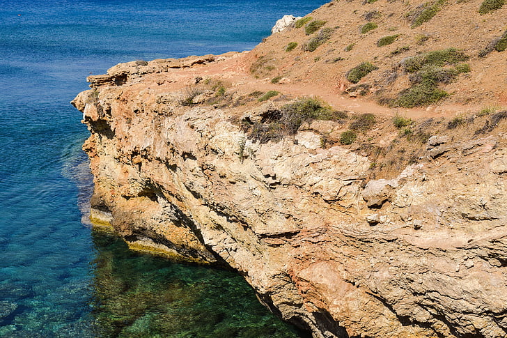 Cliff, klippefyldte kyst, kyst-sti, geologi, erosion, landskab, natur