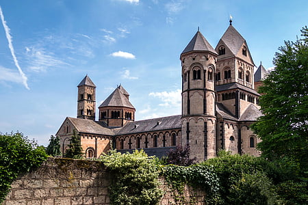 kláštor, kostol, Benediktínsky, Maria laach, Abbey, lúka, Sky