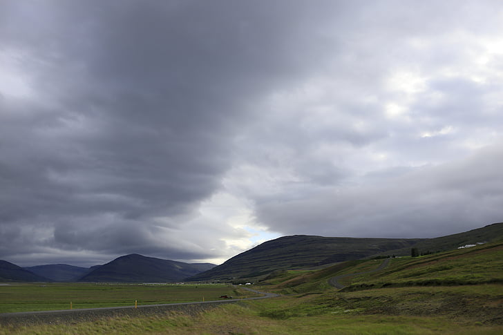 skyer, Sky, bjerge, Island, efter regn, natur, skydække