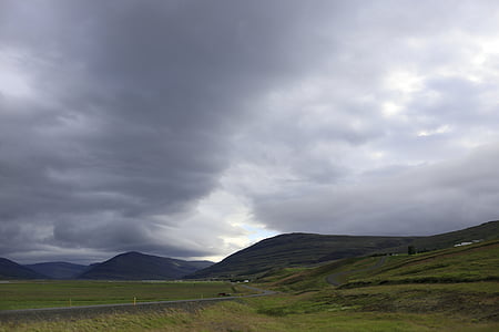 nuvens, céu, montanhas, Islândia, depois da chuva, natureza, cobertura de nuvens