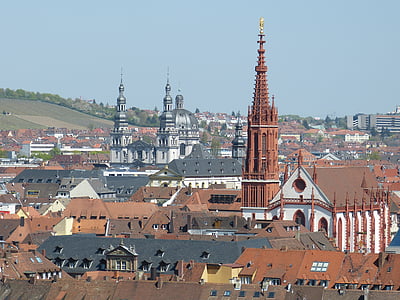 Würzburg, Bawaria, we frankach szwajcarskich, romantyczny, Niemcy, programu Outlook, Widok