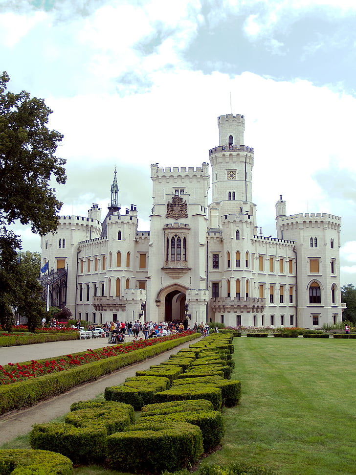 lâu đài, Hluboká, Đài tưởng niệm, Nam bohemia, Cộng hoà Séc, khóa sâu, Sân vườn