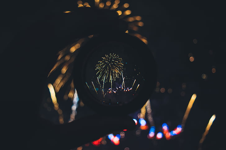 photo, fireworks, night, arts culture and entertainment, illuminated, amusement park, ferris wheel