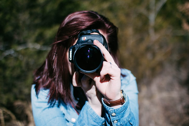 kamera, Canon, lány, fotózás