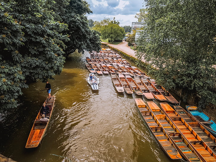 barca, canale, rive, Oxford, mezzo di trasporto marittimo, fiume, acqua