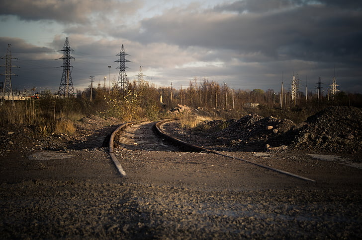 Power lengyelek, távvezetékek, vezetékek, vasúti, elhagyott, iparágak, természet