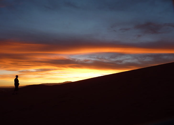 clouds, landscape, moon, nature, sky, Sunset, Atacama