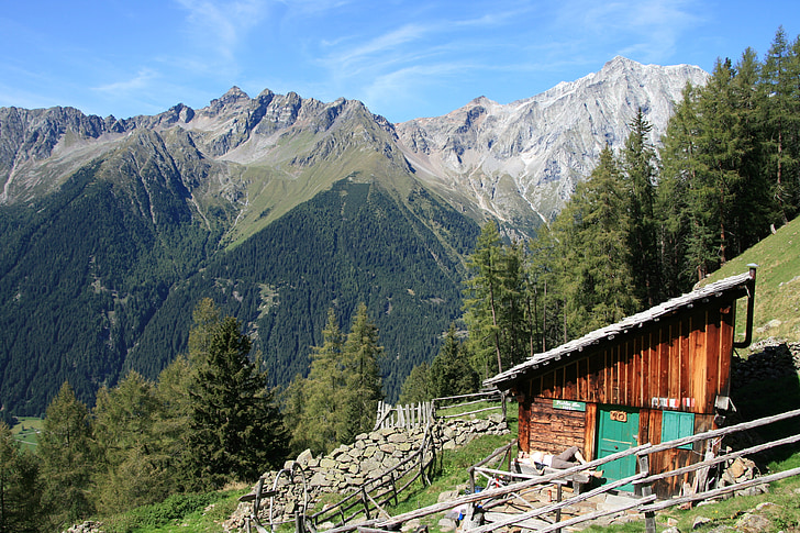 Dolomiţi, Tirolul de Sud, Alm, munte hard-on, peisaj, panorama alpină, colibă