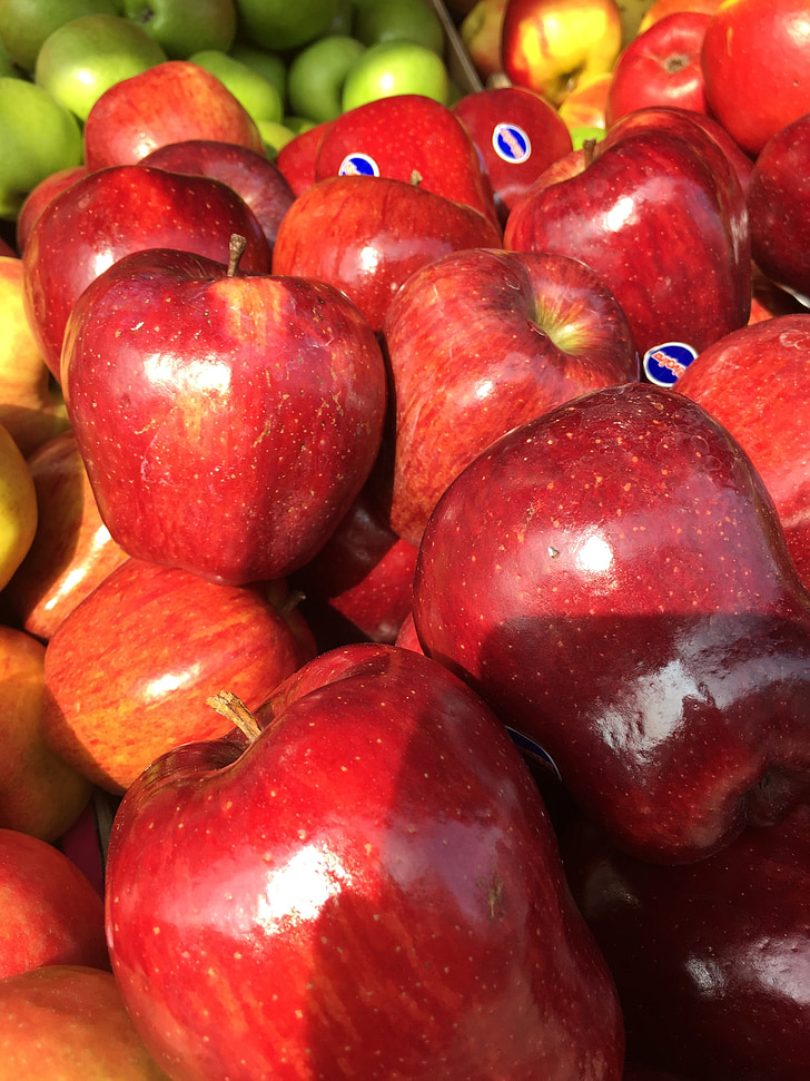 jabuke, svježe, zdrav, hrana, voće, Crveni, svježinu
