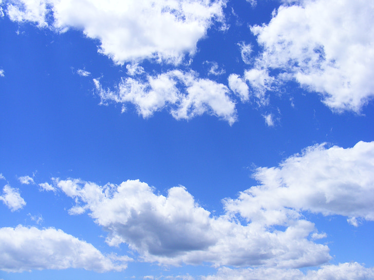 blauw, wolken, dag, pluizig, hemel, zomer, natuur