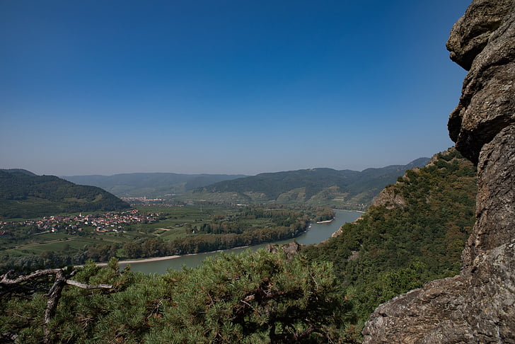ainava, upes, daba, debesis, meža, Donavas, Wachau