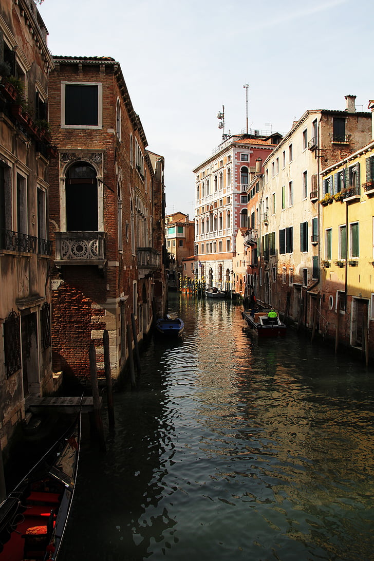 κανάλι, Βενετία, Ιταλία, νερό, πλωτές μεταφορές, κτίριο