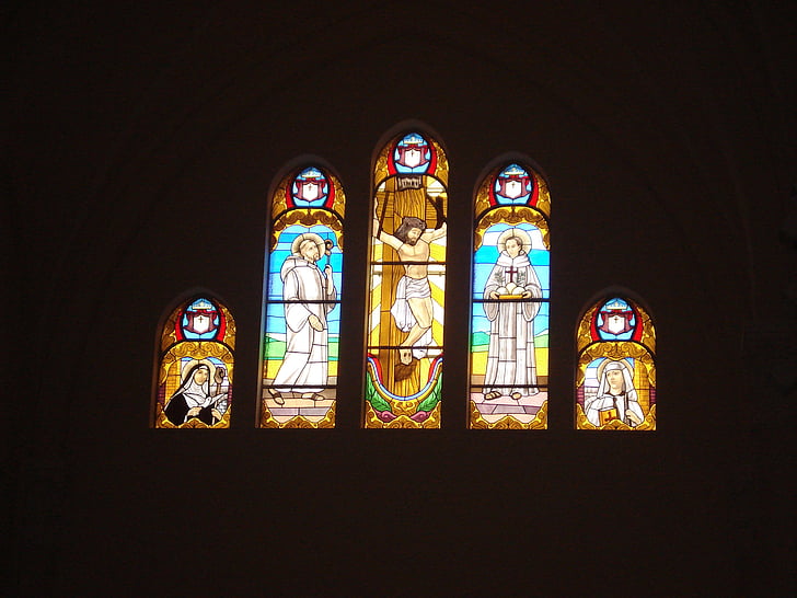 Vitraj, Crkva, prozor, Santo, staklo, Foto, vjera