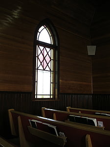church, pews, window, interior, religion, faith, worship