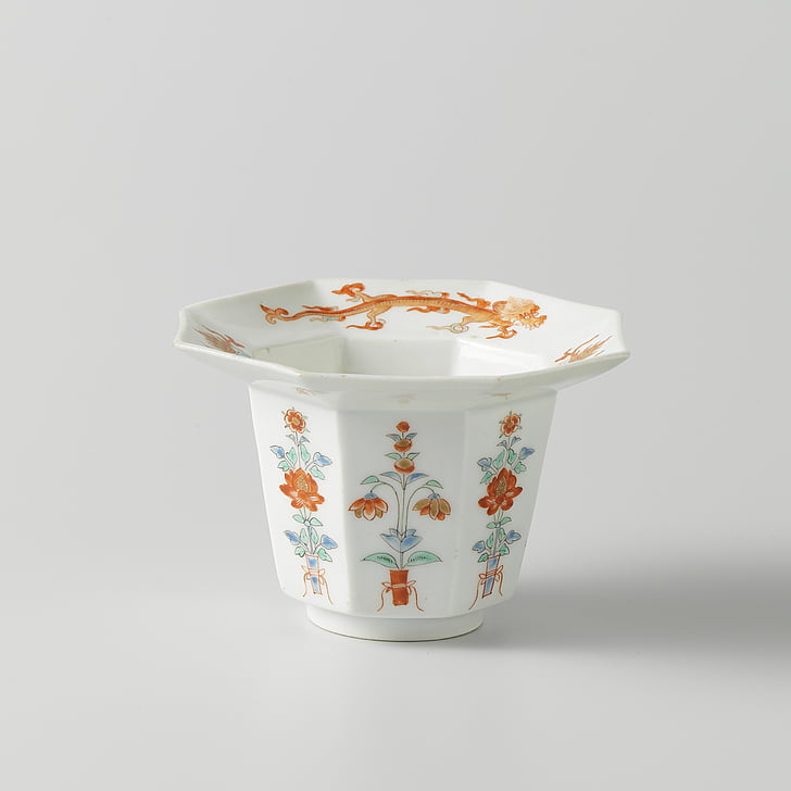 porcelain, vessel, flower print, historic, museum, glassware, cup