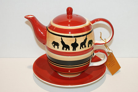 茶カルト, ティーポット, お茶セット, アニマル プリント, 象