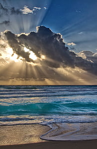 maisema, Sun, Beach, Sea, Sunrise, Panorama, pilvi