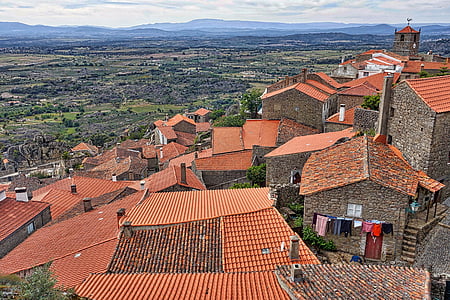 屋面, 瓷砖, 红色, 村庄, 景观, 屋顶上, 地中海